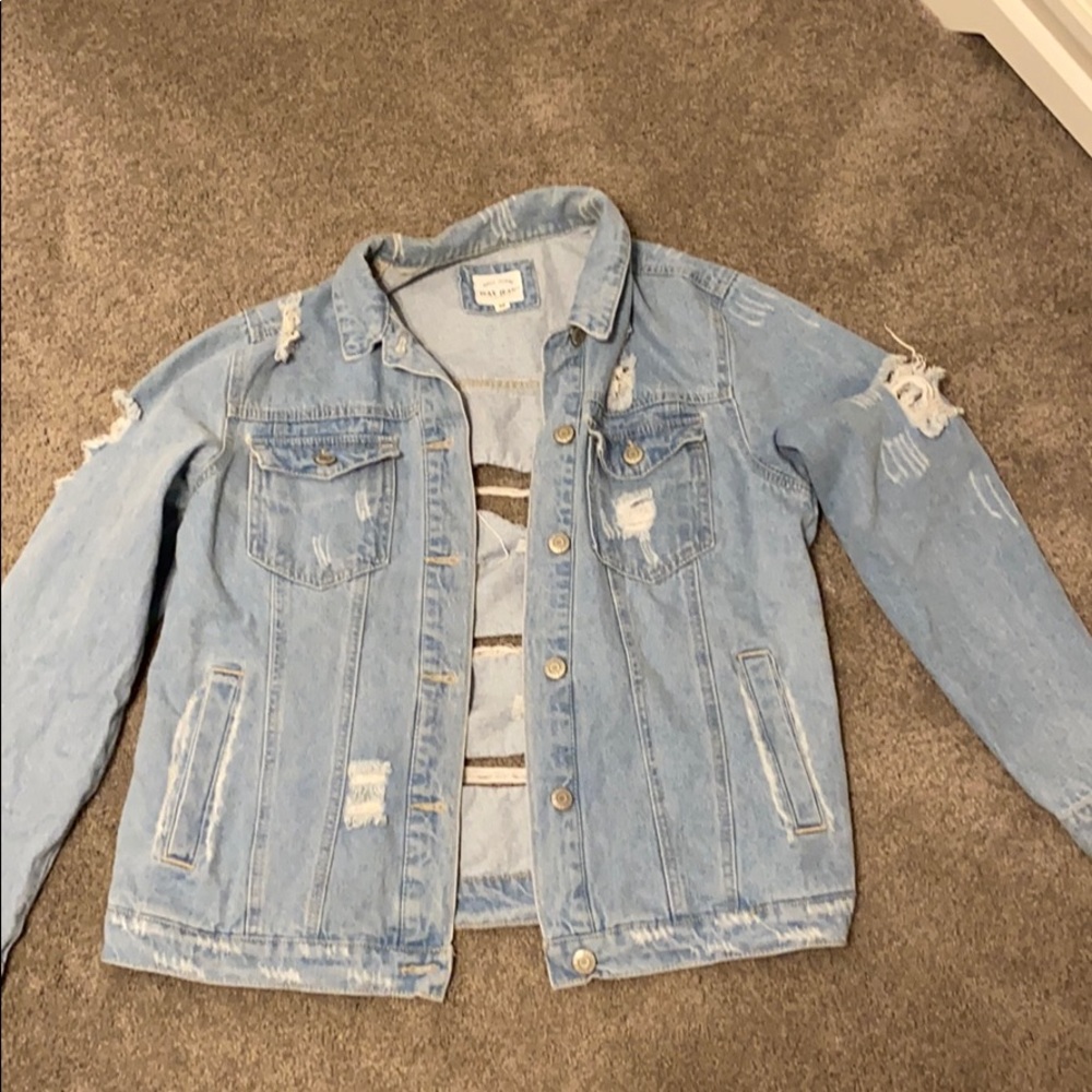 Distressed jean jacket